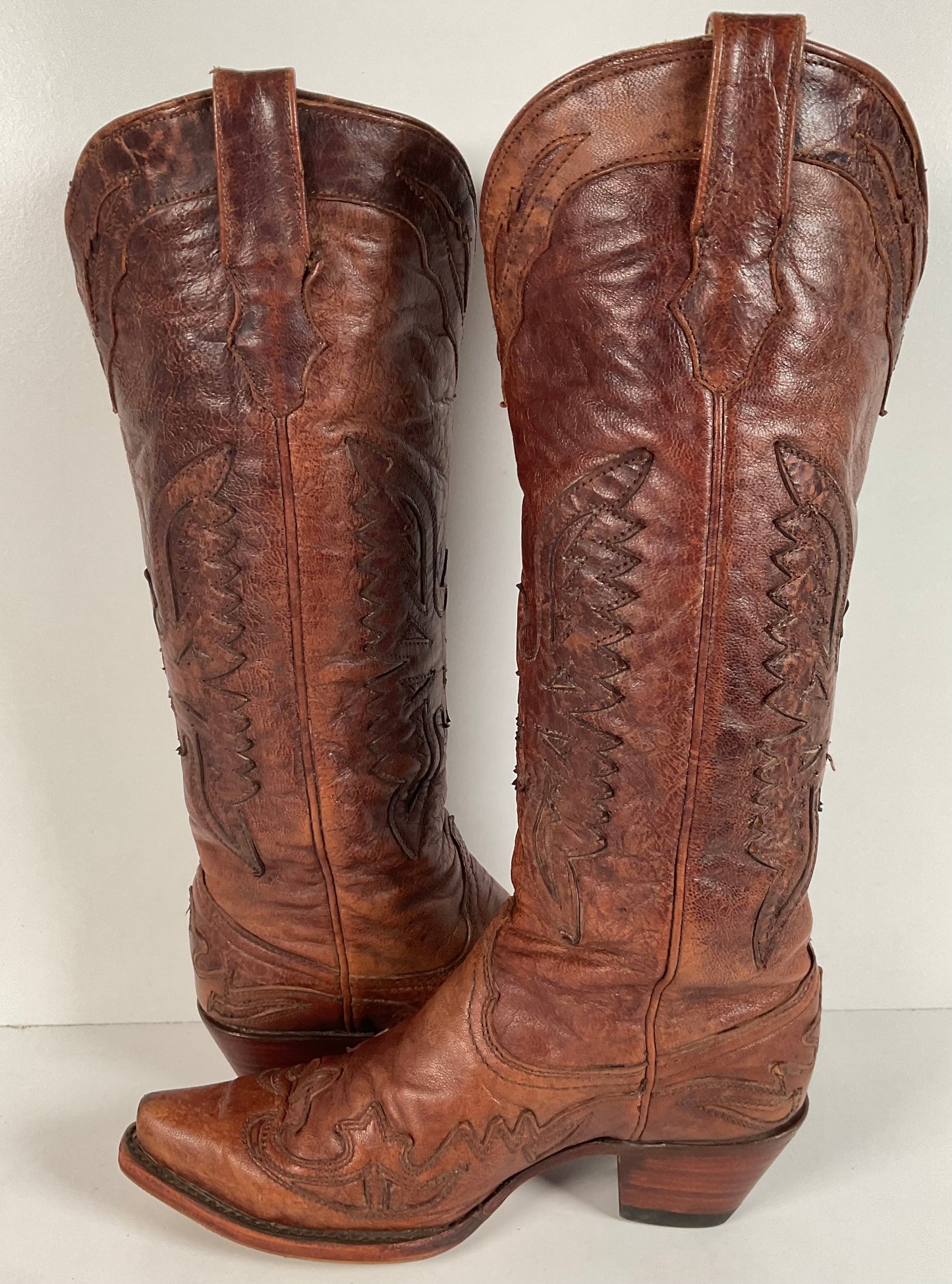 Corral Distressed Leather Thunderbird Cowgirl Boots 8.5 M Overlay Tall