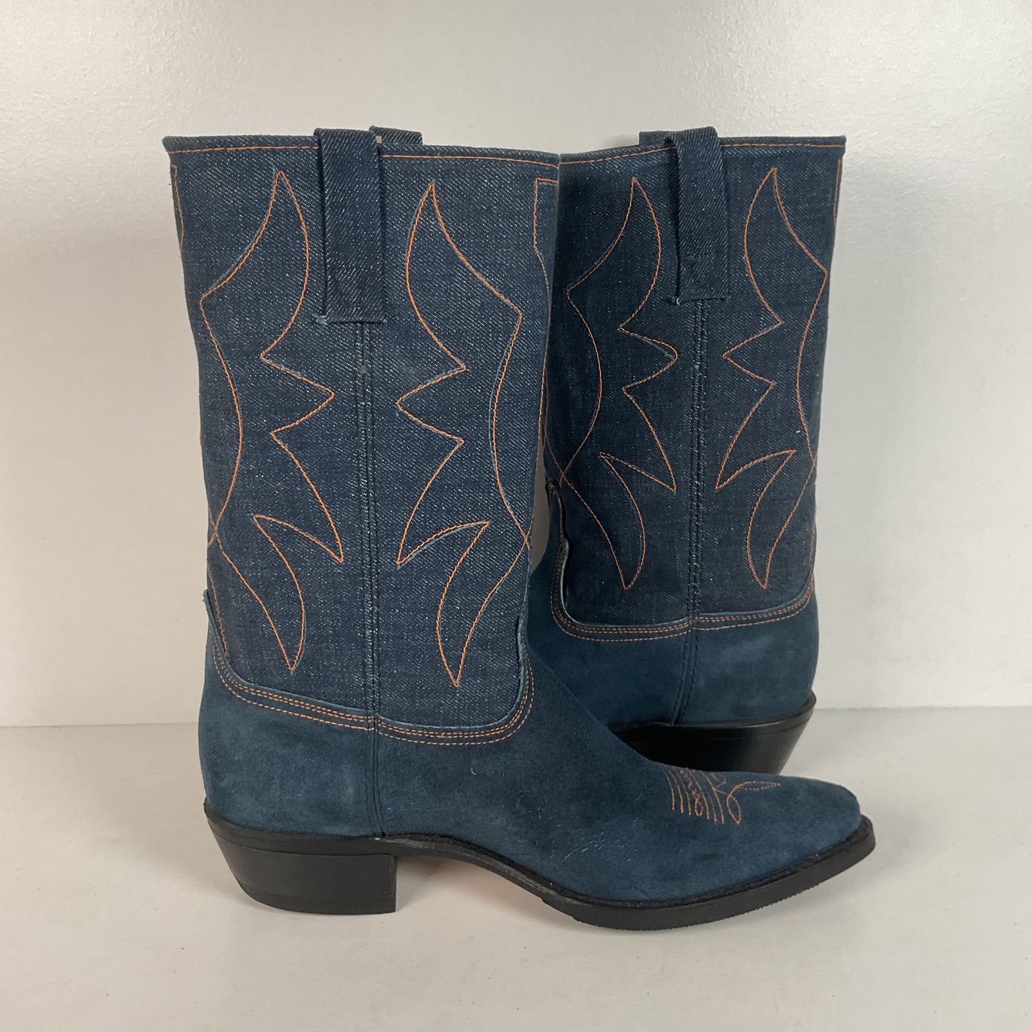 Vintage Blue Jean Denim Cowboy Boots | USA Made | 1970s | Men’s 11 D