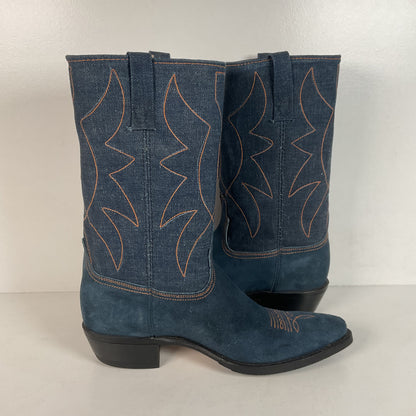 Vintage Blue Jean Denim Cowboy Boots | USA Made | 1970s | Men’s 11 D