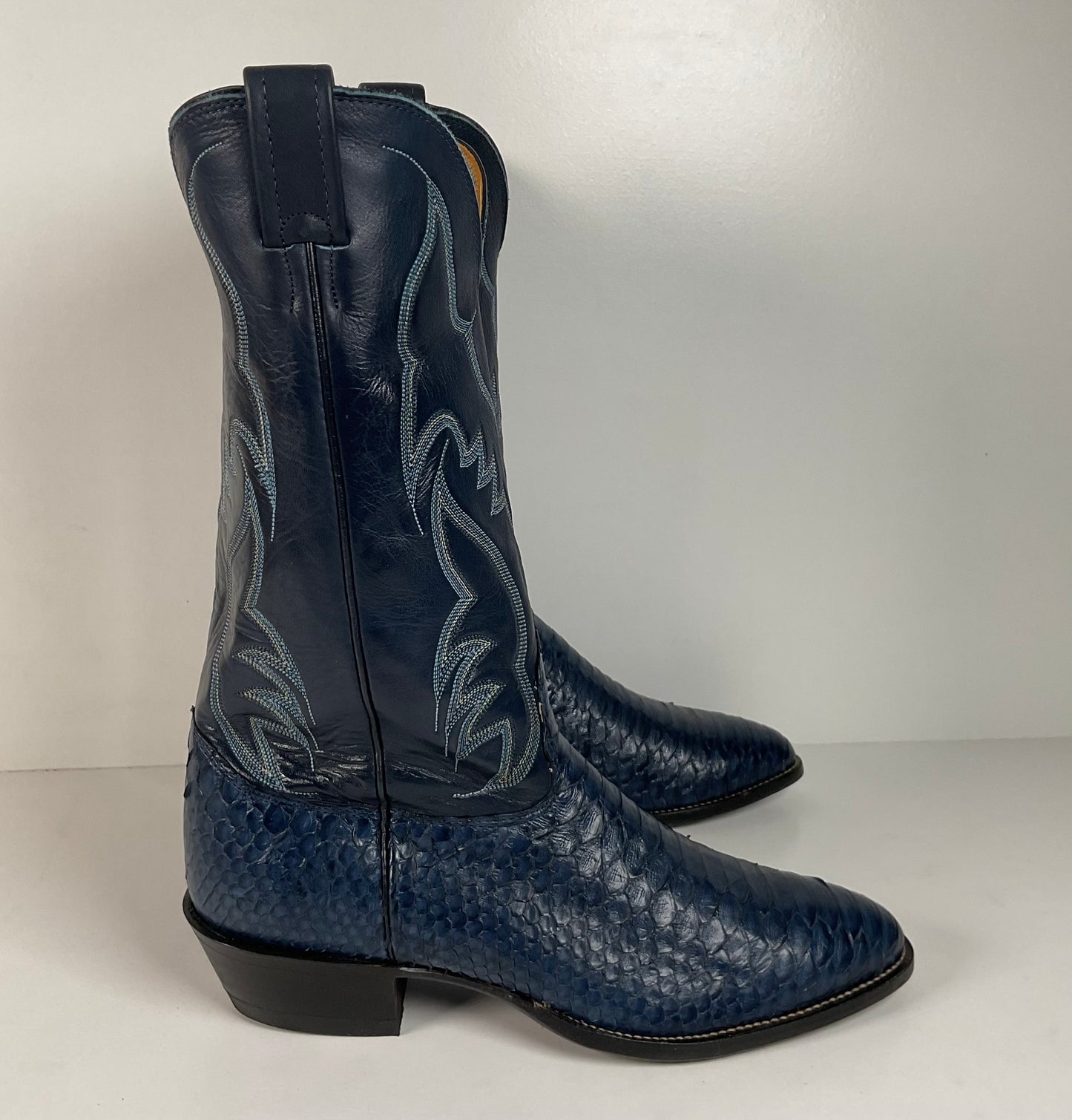 Vintage Nocona Python Snakeskin Cowboy Boots | USA Made | Royal Blue | 9.5 D