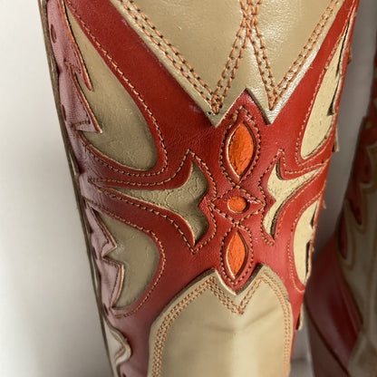 Vintage Capezio Butterfly Cowgirl Boots | Tooled Inlays | USA Made | Women’s 8 M