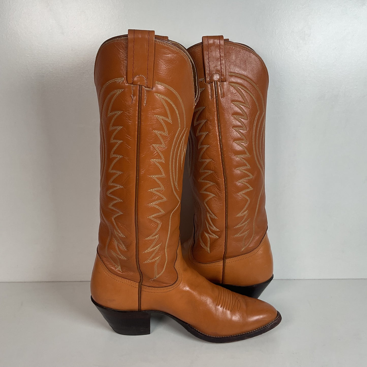 Vintage Nocona 17” Cowgirl Boots 7.5 C USA Made Old White Label