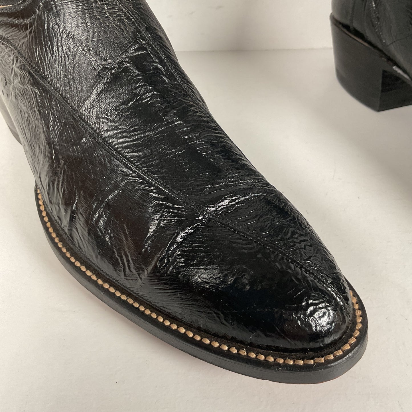 Vintage Hondo Eel Skin Cowboy Boots | Exotic | Black | Narrow | Men’s 11.5 B