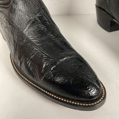Vintage Hondo Eel Skin Cowboy Boots | Exotic | Black | Narrow | Men’s 11.5 B