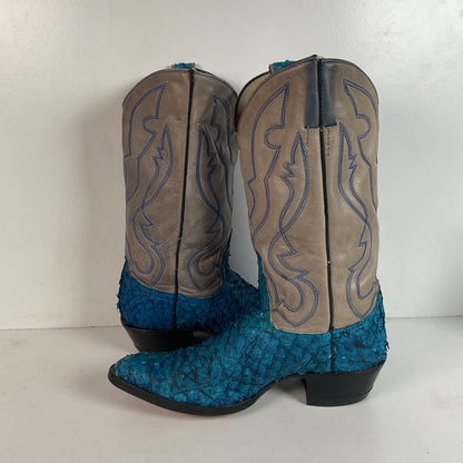 Custom Blue Sea Bass Cowboy Boots Men’s 7.5 | Women’s 8.5 Exotic
