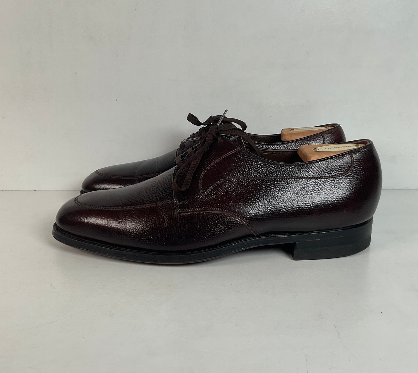 Vintage Florsheim Brown Derby Shoes 10 D Apron Toe