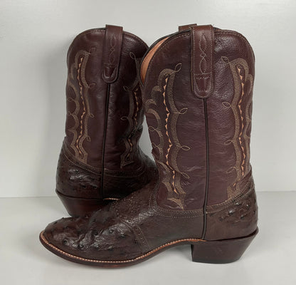 J. Chisholm Full Ostrich Quill Roper Boots | Exotic | USA Made | Men’s 10 D