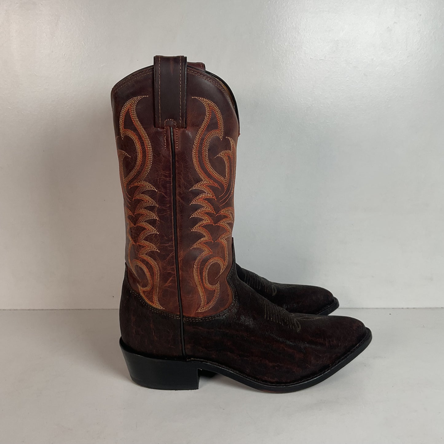 Tony Lama Men’s Vintage Chocolate Elephant Cowboy Boots 8.5 D USA Made Exotic
