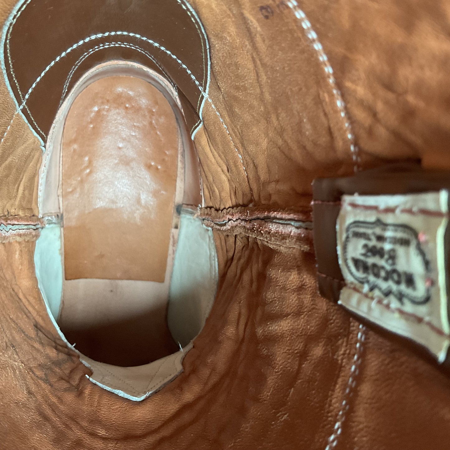 Vintage Nocona Brown Leather Roper Boots 8.5 E USA Made Western 60s 70s