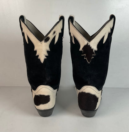Vintage Larry Mahan Cow Hair Cowgirl Pony Boots 8 B