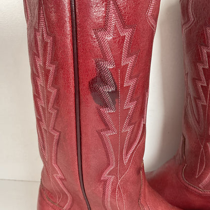 Vintage Panhandle Slim Red Cowgirl Boots 6.5 B Hand Crafted
