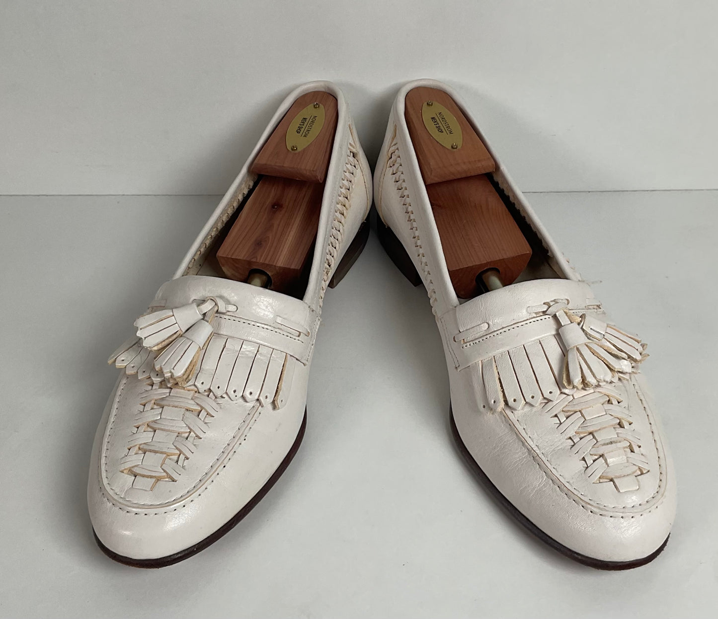 Vintage Florsheim White Tassel Loafers 9 D Italian Passport