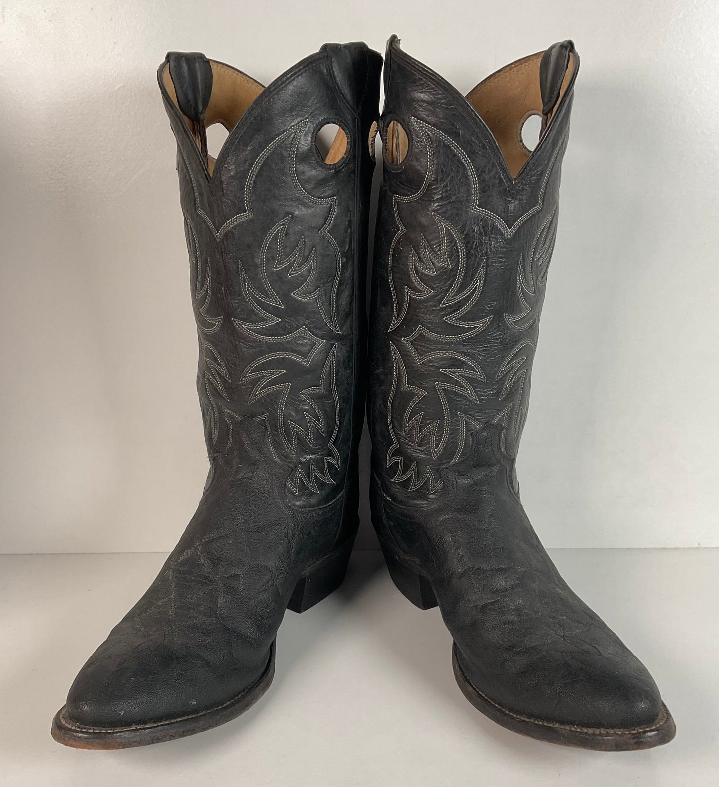 Justin Faux Elephant Print On Cowhide Buckaroo Cowboy Boots 10 D Punchy