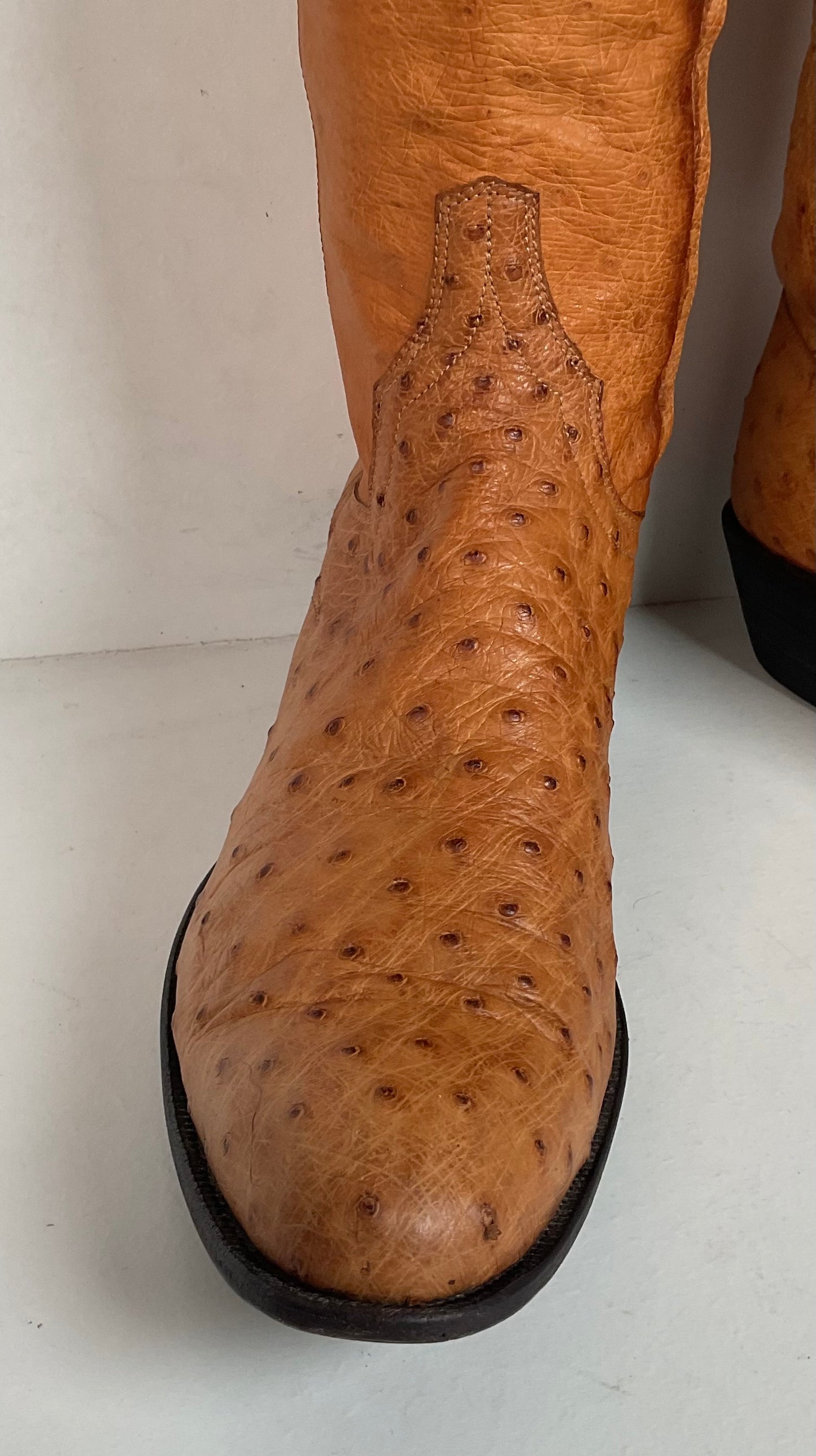Custom Tall Ostrich Quill Riding Boots 7.5-8 Exotic Cowgirl