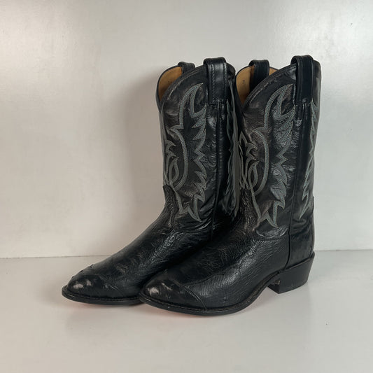Tony Lama Smooth, Pin Quill Ostrich Cowboy Boots 8.5 EE Wingtip Exotic USA