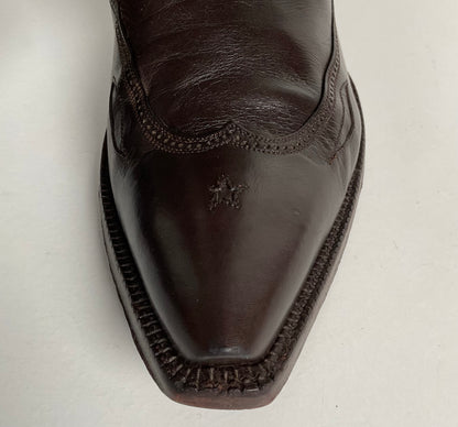 J.B. Hill for M.L. Leddy | Calfskin Cowgirl Boots | Dark Brown | Women’s 7 B