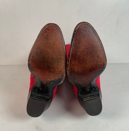 Vintage Justin Red Pig Skin Cowgirl Boots | Brush Off | USA Made | 6 B