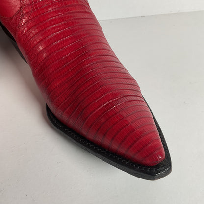 Vintage Panhandle Slim Teju Lizard Cowgirl Boots | Ruby Red | Women’s 7.5 B
