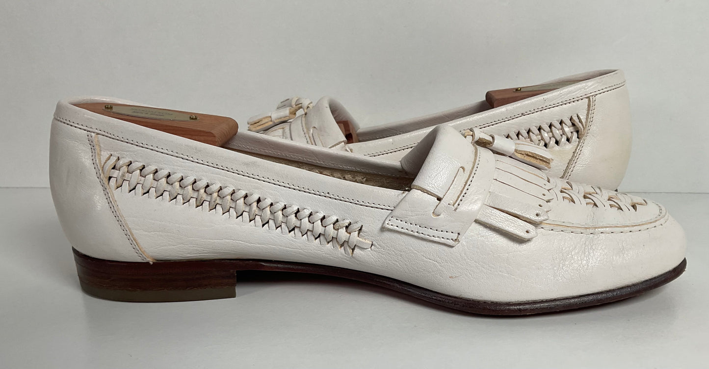 Vintage Florsheim White Tassel Loafers 9 D Italian Passport