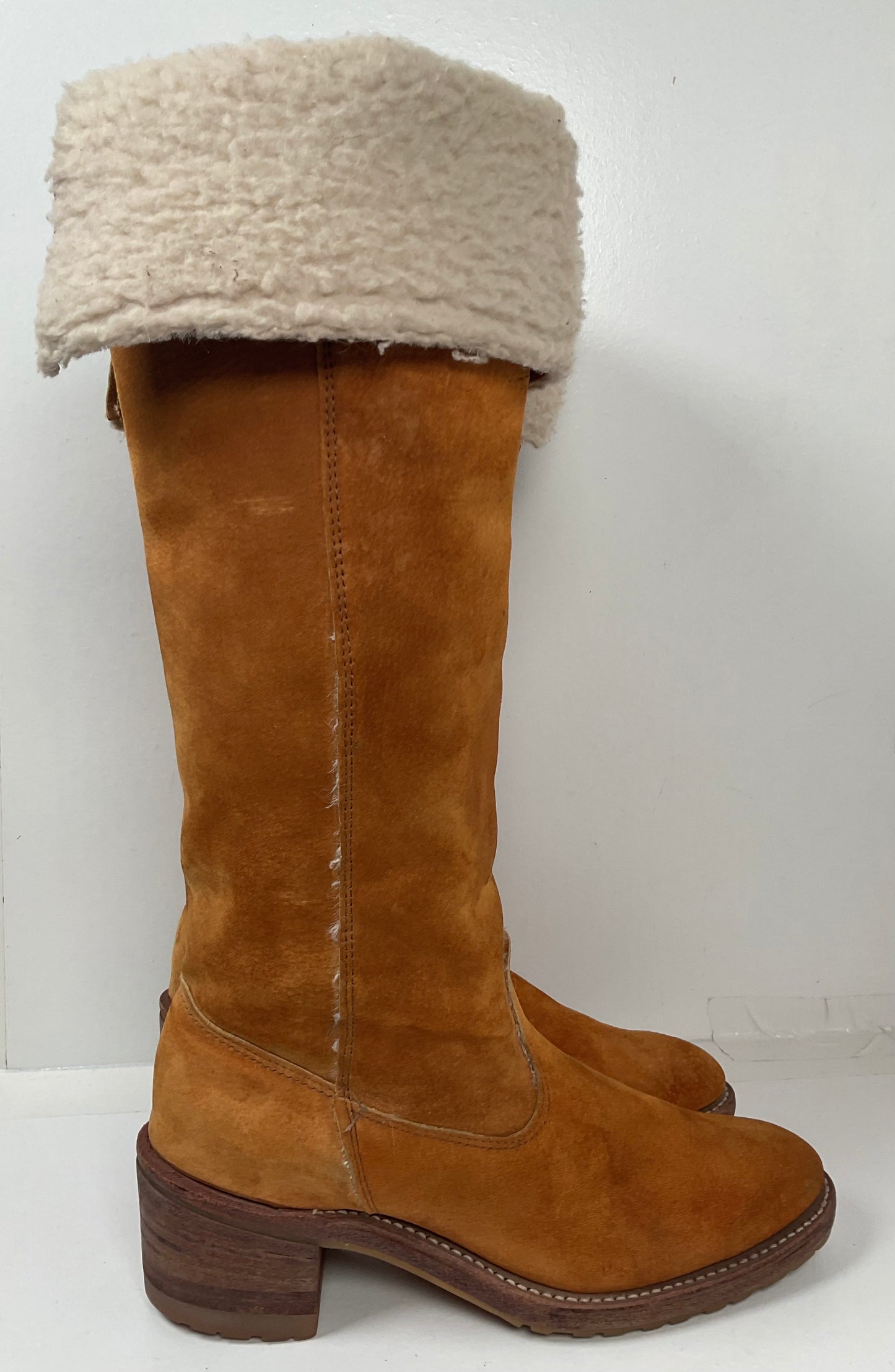 Vintage Dingo ACME Faux Shearling Campus Boots 8.5 N Cuffed Chunky