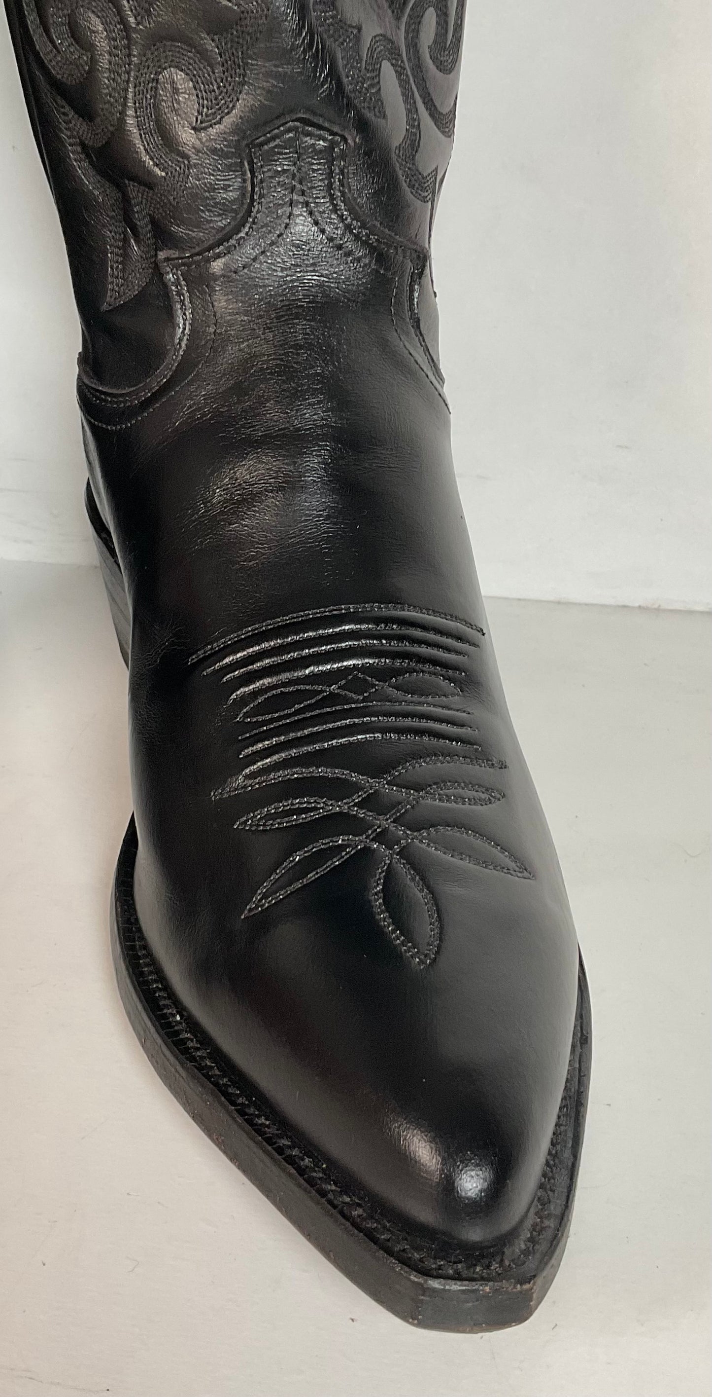 Justin Corona Top Leather Cowboy Boots 9.5 B USA Style 1434 Classic Black