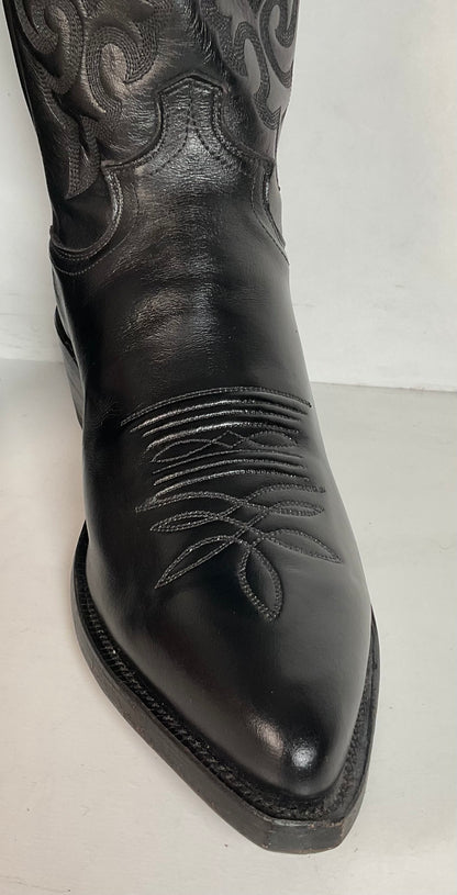 Justin Corona Top Leather Cowboy Boots 9.5 B USA Style 1434 Classic Black
