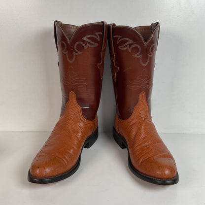 Vintage Lucchese Handmade Smooth Ostrich Cowgirl Roper Boots 7 B 1990s