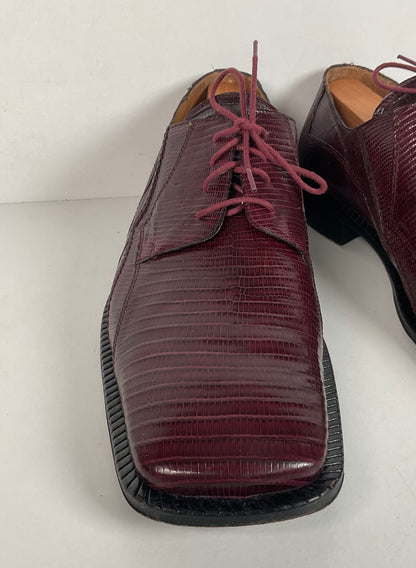 David Eden Teju Lizard Derby Shoes | Wine Red | Men’s 10.5