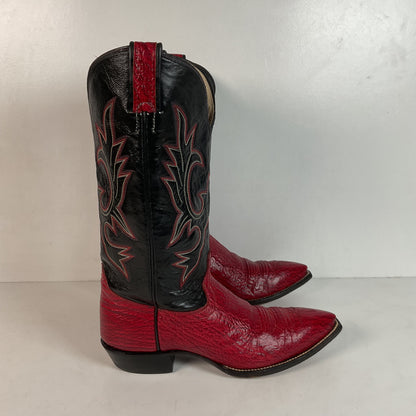 Vintage Hondo Shark Skin Cowgirl Boots 7.5 B Exotic Cherry Red