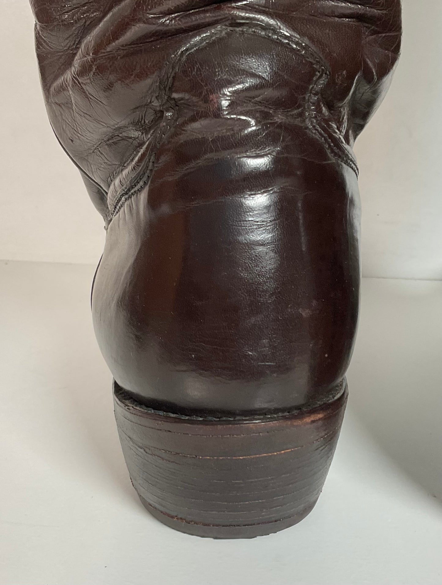 Vintage 1950s Frye Authentic Cowboy Boots 8.5 D Dark Brown Calfskin