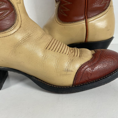 Vintage Tony Lama Urban Cowboy Boots | Lizard Wingtip | Gold Label | Men’s 9 B