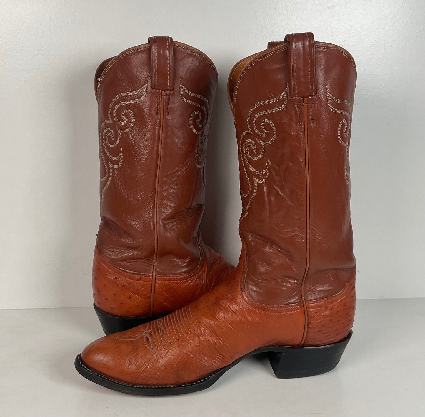 Vintage Tony Lama Smooth Ostrich Cowboy Boots | 1970s | Gold Label | Men’s 12 B