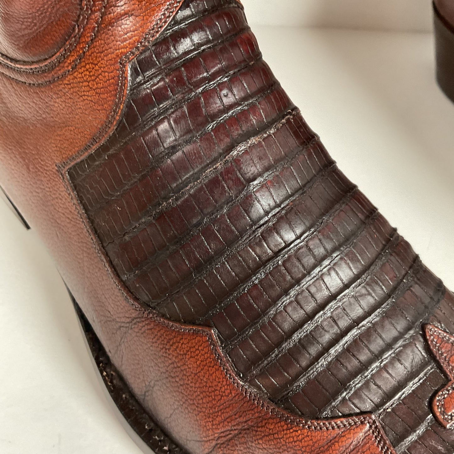Vintage Lucchese Goat Skin Cowboy Boots | Lizard Inlay | Men’s 8.5 D