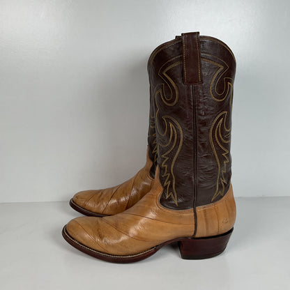 Vintage Eel Skin Cowboy Boots | Exotic | Butterscotch | Narrow | Men’s 11.5 B