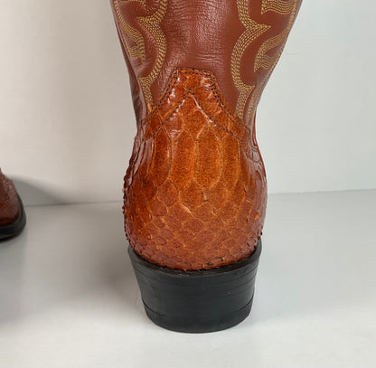 Vintage Tony Lama Python Snakeskin Cowboy Boots | Gold Label | Men’s 8 D