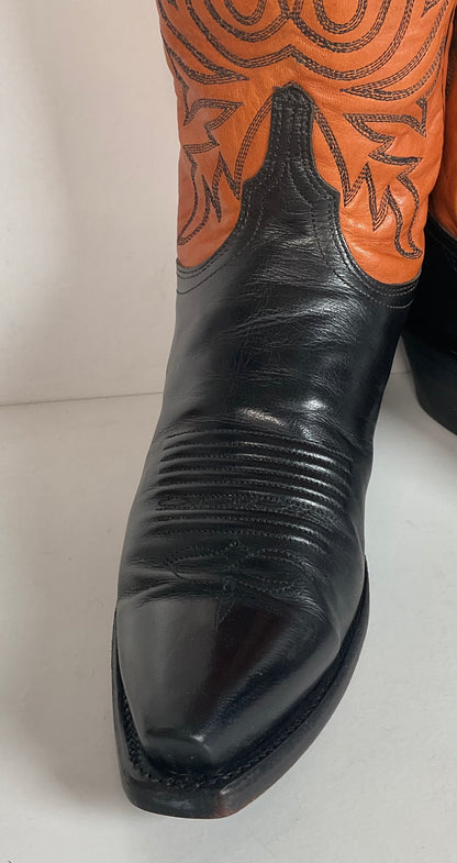 Lucchese 1883 Leather Cowgirl Boots 6.5 B Stitched Rust Brown