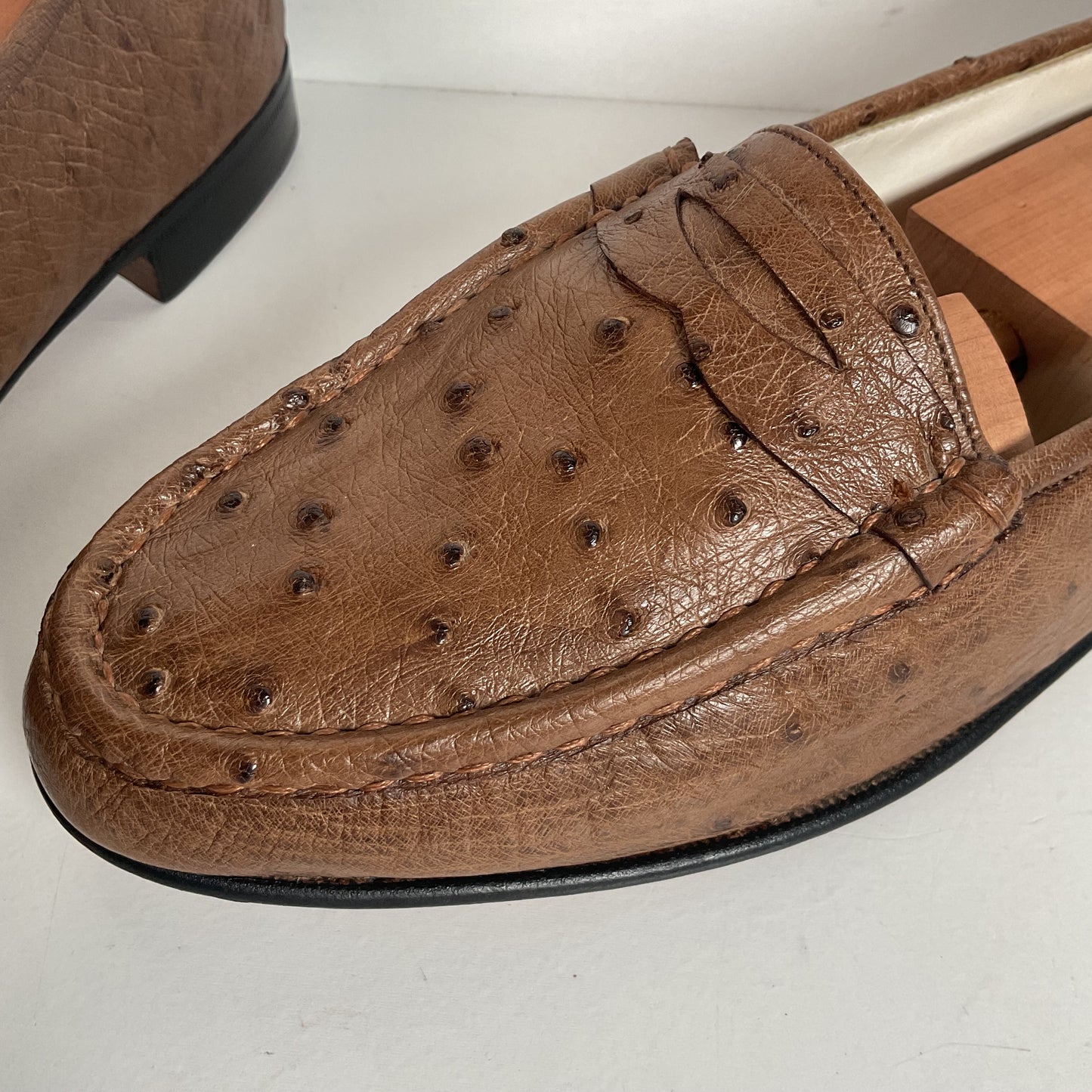 Helene Arpels Ostrich Quill Penny Loafers | Exotic | Brown | 10.5 B