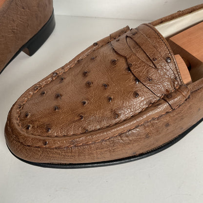 Helene Arpels Ostrich Quill Penny Loafers | Exotic | Brown | 10.5 B