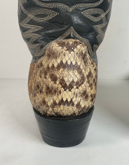 Cowtown Bias Cut Rattlesnake Cowboy Boots | Western Diamondback | Men’s 10 D