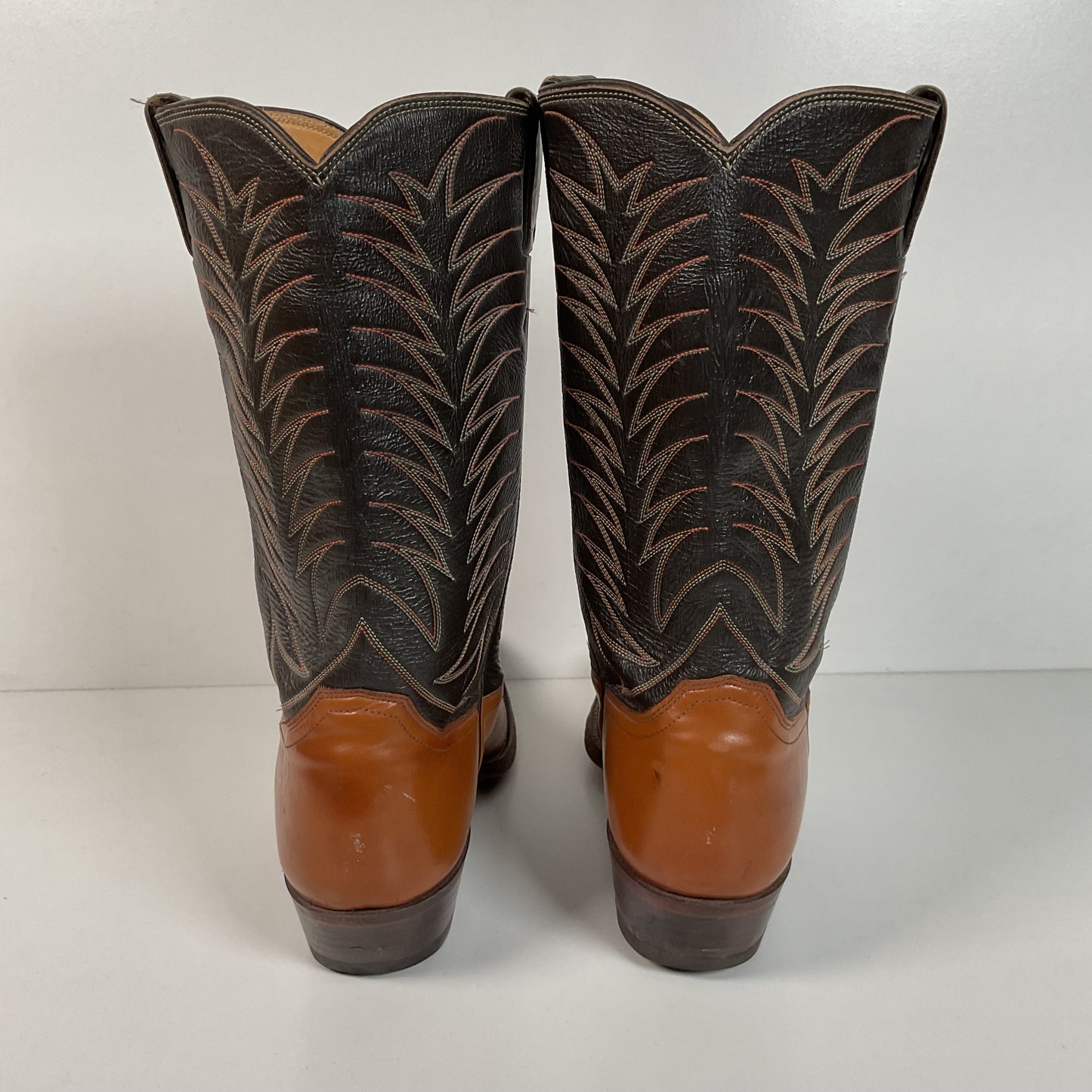 Vintage 1970s Justin Cowboy Boots 13 A Calfskin USA Made