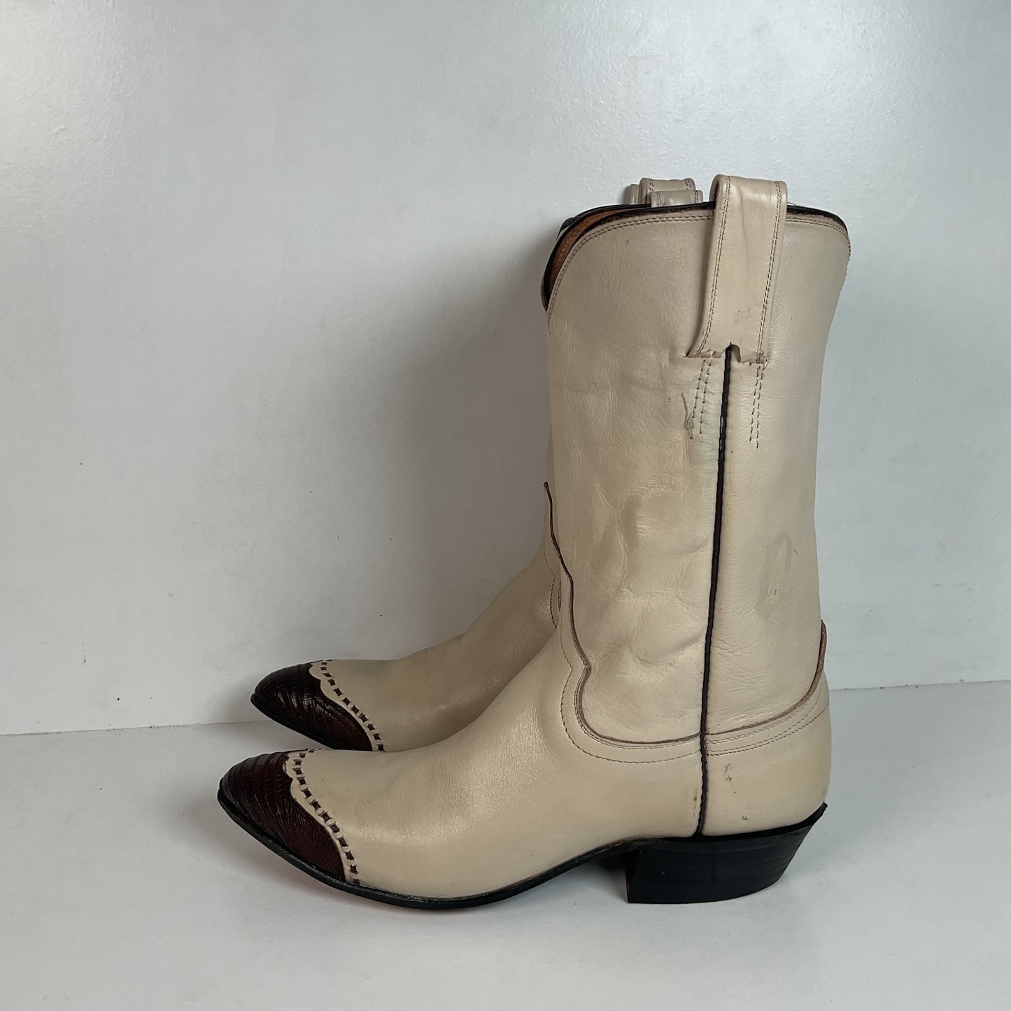 Vintage 1960s Cowtown Lizard Wingtip Cowboy Boots Men’s 8.5 A | Women’s 10