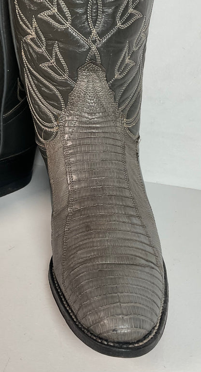 Vintage Tony Lama Gold Label Cowgirl Boots 6.5 B Grey Lizard Teju