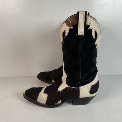 Vintage Larry Mahan Cow Hair Cowgirl Pony Boots 8 B