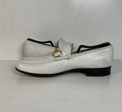 Vintage Johnston Murphy Aristocraft White Moccasin Loafers 10.5 Narrow USA Made
