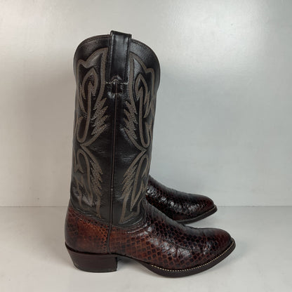 Vintage Texas Imperial Cowboy Boots 9.5 D Python Snakeskin Back Cut