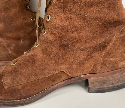 Vintage Tall Suede Lace Up Boots | USA Made | 1960s | Men’s 12 D