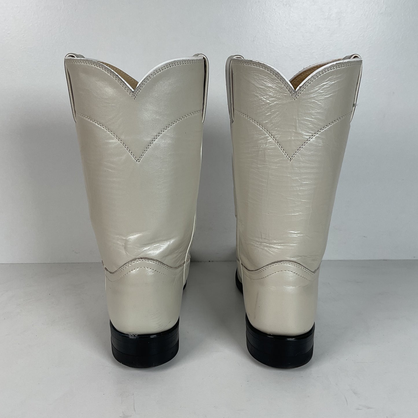 Justin Pearl White Roper Boots | Cowgirl | USA Made | Women’s 7.5 B
