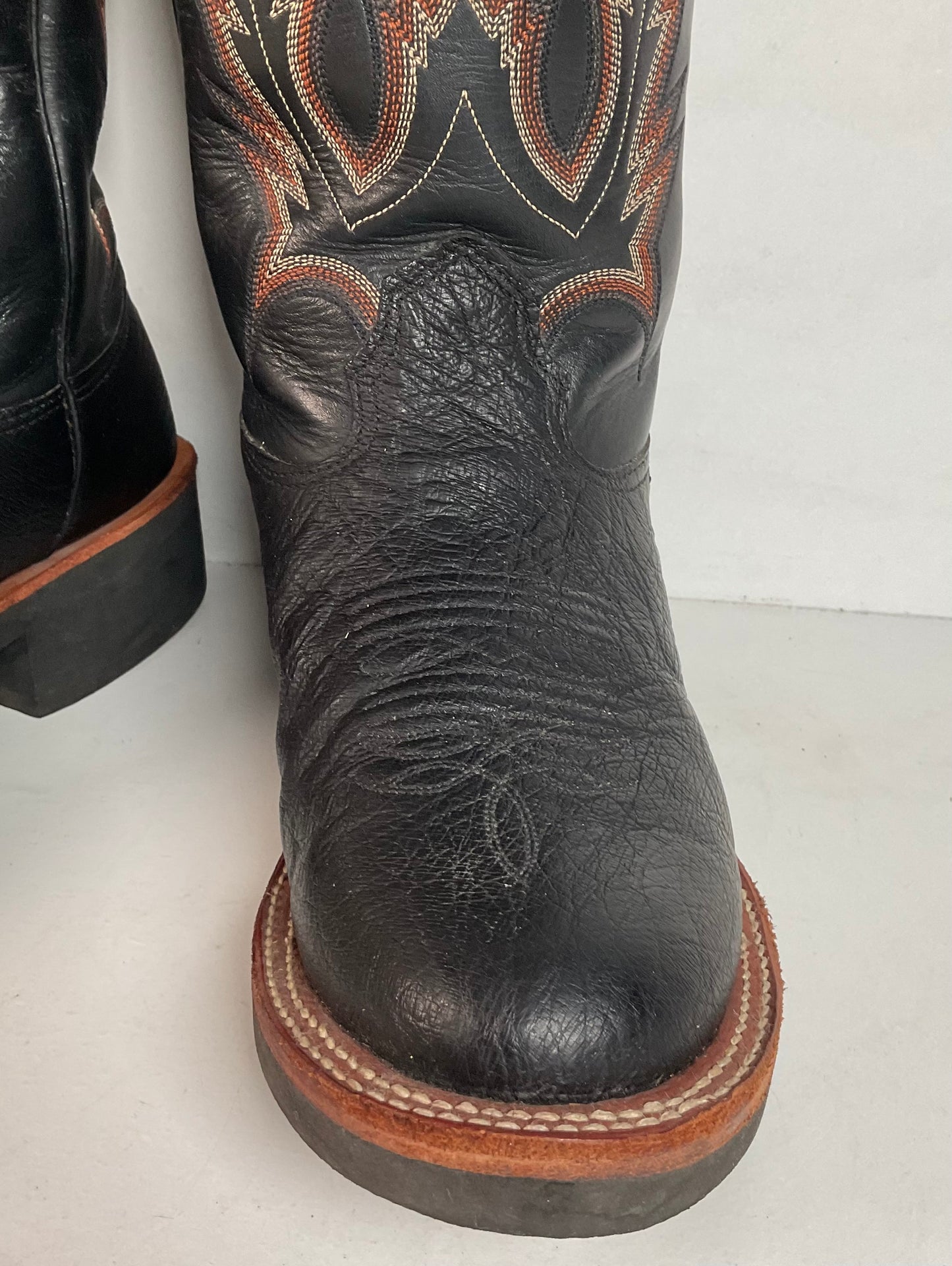 Larry Mahan Smooth Ostrich Roper Boots | Exotic | Crepe | Men’s 7 | Women’s 8