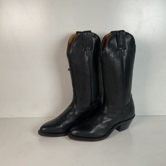 Boulet Classic Black Cowgirl Boots 6.5 C Deerskin New With Tags