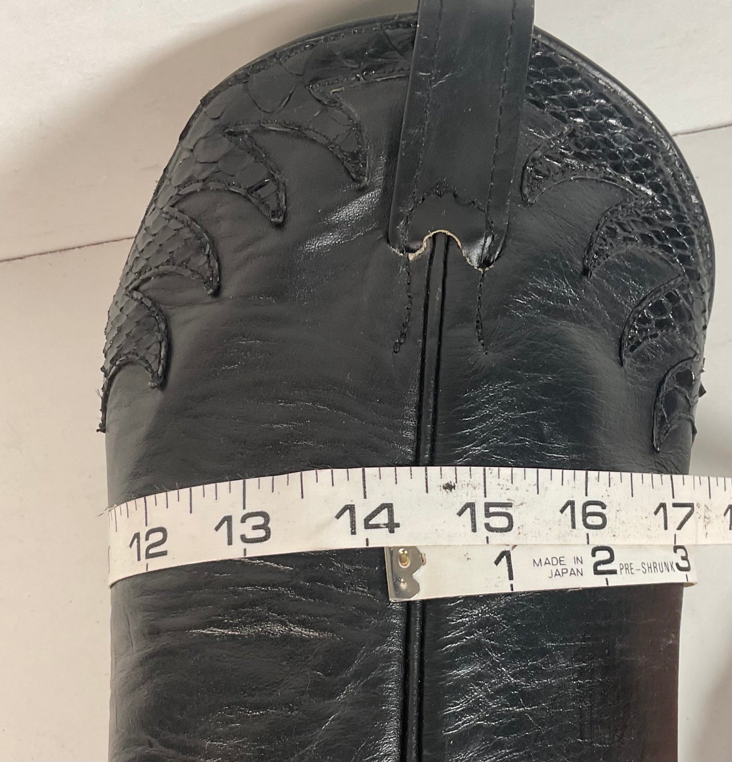 Vintage Larry Mahan Tall Black Cowgirl Boots | Python Snakeskin | 7 B